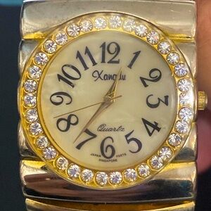 #2 - Vintage Xanadu Silver/gold with rhinestone watch bracelet